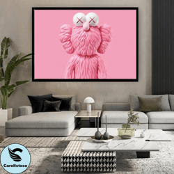 pop art pink baby canvas wall art , sweet bear canvas painting , kids room canvas print, modern home decor