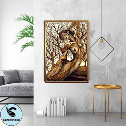 woman canvas print art from tree branches, beautiful woman canvas print art, tree woman ready to hang on the wall canvas
