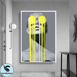 woman with yellow glasses canvas print art, woman portrait canvas wall decor, beautiful woman ready to hang canvas print