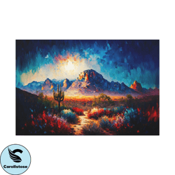 desert landscape canvas art ready to hang large print, oil painting, landscape, southwest art, arizona decor