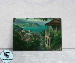 montego bay jamaica canvas art ready to hang large print, oil painting, landscape