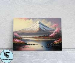 mount fuji canvas art ready to hang large print, oil painting, landscape