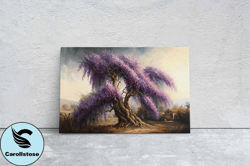 wisteria landscape, purple tree, canvas art print, large art, ready to hand, landscape painting, lilac painting, japanes