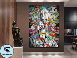 Marilyn Monroe Print Decor, Colorful Printing Wall Art, Street Art Home Decor,Art Print on Canvas, Graffiti Wall Decor,