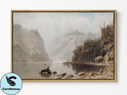 southandart vintage landscape framed print, antique lake framed large gallery art, minimalist art with hanging kit