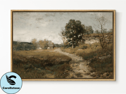 southandart vintage landscape framed print, country landscape framed large gallery art, minimalist art ready to hang  wi
