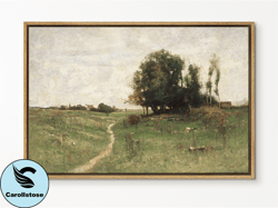 SouthandArt Vintage Landscape Framed Print, Country Landscape Framed Large Gallery Art, Minimalist Art Ready to Hang  wi