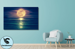 moon wall decor, view artwork, seascape canvas art, full moon landscape  , beach landscape  , sea sparkle wall art, natu
