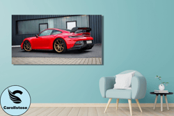 Red Porsche Canvas, Red Porsche 911 GT3 Wall Art, Porsche 911  , Large Car  , Supercar Painting, Gift for Him, Car Wall