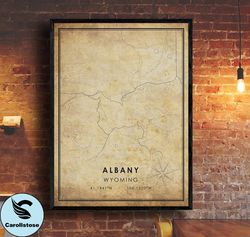 Albany Map Print , Albany Map , Texas Map Art , Wyoming City Road Map Poster , Vintage Gift MapCanvas Print Wall Decor,