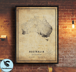 Australia Vintage Map Print , Australia Map , Oceania Map Art , Australia City Road Map Poster , Vintage Gift MapCanvas