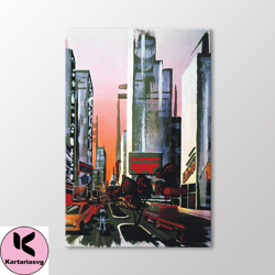 traffic in the city canvas wall art