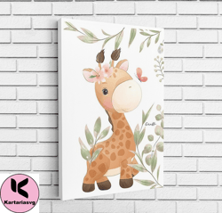 baby giraffe canvas, art wall art canvas design, home decor ready to hang