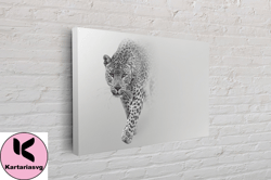leopard on snow, leopard print on canvas print, canvas wall art canvas design, home decor ready to hang