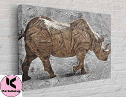 rhino print on canvas, print canvas, rhino canvas, print canvas wall art canvas design, home decor ready to hang