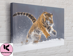 snow tiger print on canvas, tiger canvas, tiger painting, tiger print, canvas wall art canvas design, home decor ready t
