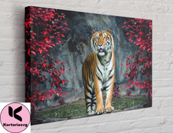 tiger in flower ,tiger canvas, tiger painting, tiger print, canvas wall art canvas design, home decor ready to hang