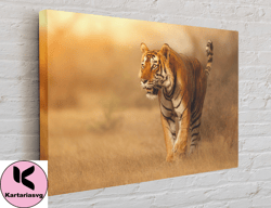tiger in the grass, tiger canvas, tiger painting, tiger print, canvas wall art canvas design, home decor ready to hang