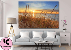 sunset poster, landscape sunset canvas wall art, luxury canvas, live room decor, sunset print, landscape poster, ready t