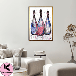 Dom Perignon Champagne Bottles Wall Art, Wall Decor, Champagne Party Canvas Free Shipping, Canvas print art ready to Han