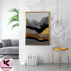 abstract and concrete mountains canvas print art, harmony of colors canvas print art ready to hang on the wall, canvas p