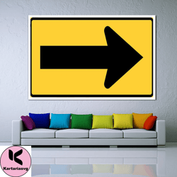 black arrow sign canvas print art, direction signs ready to hang on wall canvas print art, gift wall decor, office decor