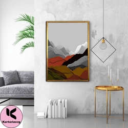 colorful mountains canvas print art, harmony of colors canvas print art ready to hang on the wall, canvas print for gift