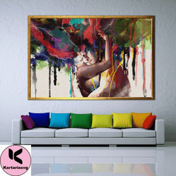 couple canvas print art embracing all their feelings, colorful couple portrait ready to hang on the wall, canvas print,