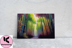 arashiyama bamboo grove, sagano bamboo forest,canvas art, large print, painting, landscape, colorful