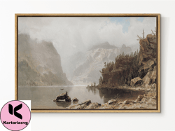 southandart vintage landscape framed print, antique lake framed large gallery art, minimalist art with hanging kit