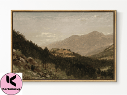 southandart vintage landscape framed print, antique mountain framed large gallery art, minimalist art ready to hang  wit