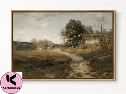 southandart vintage landscape framed print, country landscape framed large gallery art, minimalist art ready to hang  wi
