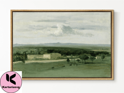 southandart vintage landscape wall art, antique framed canvas art print with hanging kit