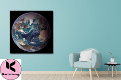 blue marble nasa earth canvas,  art, the view of earth western hemisphere from space photography print, earth large canv