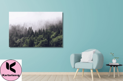foggy forest landscape canvas wall art,forest landscape art prints,extra large canvas wall decor,home   office decoratio