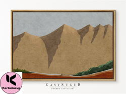 easysuger muted green landscape art print , riverside painting large framed canvas , minimalist art ready to hang  with