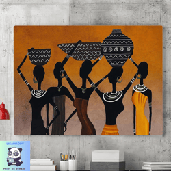 african canvas wall art, african traditional women painting and jug art print, home wall art, african decor poster, afri