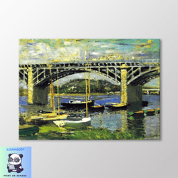 Argenteuil Bridge 1874 by Claude Monet Canvas Wall Art