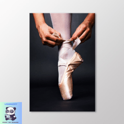 ballerina canvas wall art, balle shoe art print, ballerina slippers painting, dancer themed room, big girls room decor,