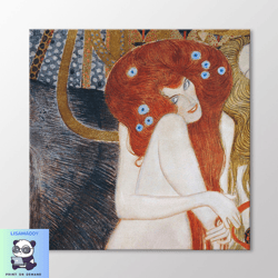 beethoven frieze by gustav klimt canvas wall art,  klimt paintings, woman art print, extra large canvas gallery wrapped