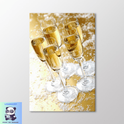 champagne glasses canvas wall art, cocktail alcohol art print, bar cart art, cheers print, extra large canvas ready to h