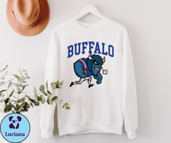 Buffalo Football Cute Mascot Running Classic White SweatShirt , Buffalo Football Team Retro Vintage Unisex Sweater, Amer