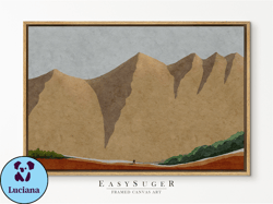 easysuger muted green landscape art print , riverside painting large framed canvas , minimalist art ready to hang  with