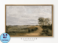 easysuger vintage landscape wall art print, wildflower field framed canvas print with hanging kit vt,51