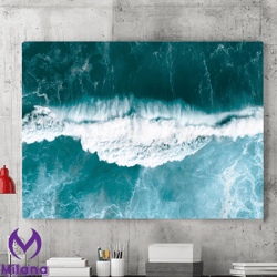 Air Wave Beach Canvas Wall Art Painting, Landscape Wall Art, Marine Photography, Frame Art, Marine Home Decoration