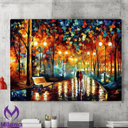 Beginner Oil Painting  rain In The Park  Abstract Art Park Oil Painting Print For Adults,large Wall Mural, Home Decor,li