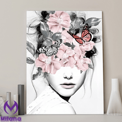 Colorful Flower Head Canvas Wall Art,unique And Contemporary Floral Portrait For Modern Decor