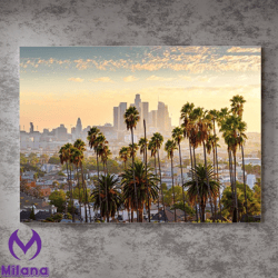 Downtown Los Angeles Canvas Wall Art Painting, Canvas Wall Art, Cityscape Painting Posters On Canvas, Modern Wall Art, H