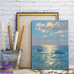 impressionist seascape art style, seascape wall art oil painting, original wall canvas painting, ocean wall art, home de