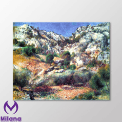 Lestaque Steep Cliffs 1882 by Pierre Auguste Renoir Canvas Wall Art